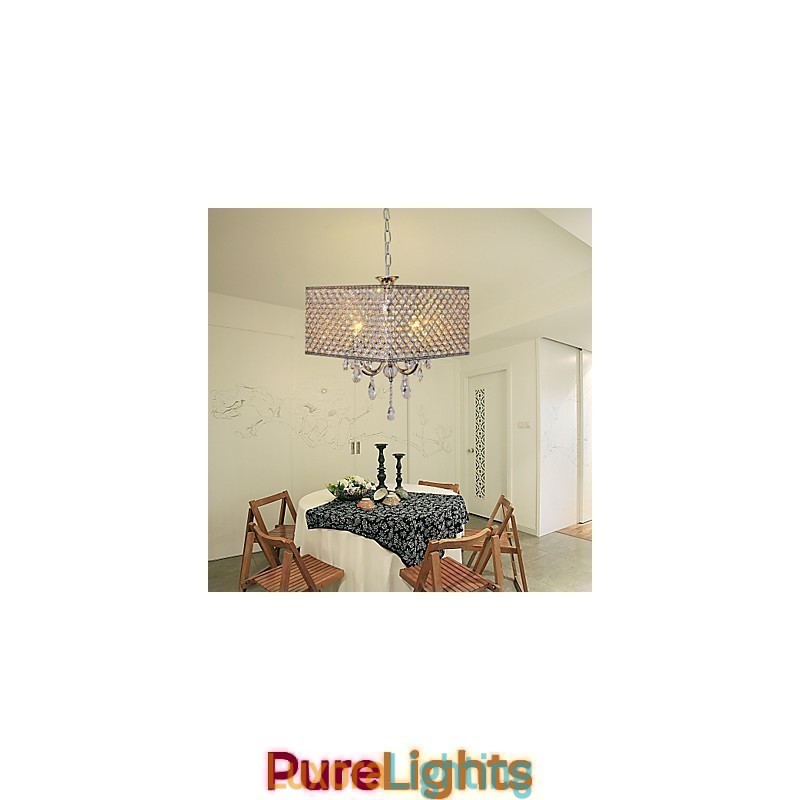 Designer Touch Decorative Modern Contemporary Drum Crystal Painting Metal Chandelier