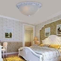 Designer Touch Decorative White Flush Mount Light Glass Resin Carving European Classic