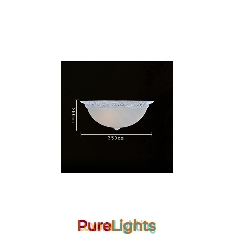 Designer Touch Decorative White Flush Mount Light Glass Resin Carving European Classic