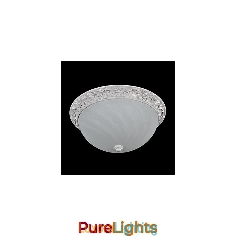 Designer Touch Decorative White Flush Mount Light Glass Resin Carving European Classic