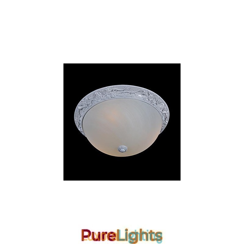 Designer Touch Decorative White Flush Mount Light Glass Resin Carving European Classic