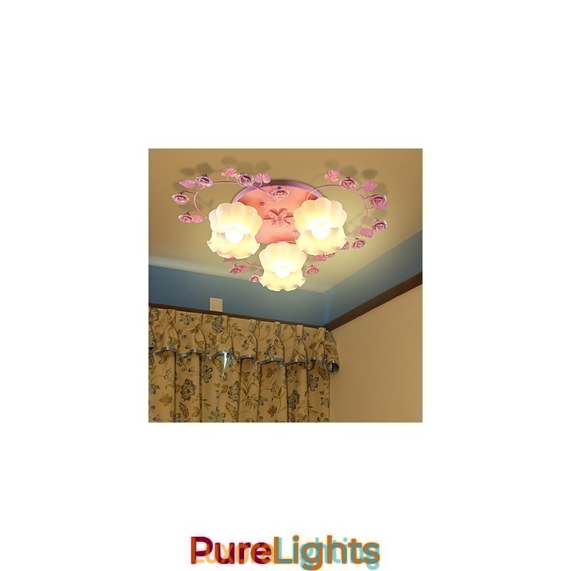 Designer Touch Decorative Creative Lamp Lamp Contracted Rural Sweet Pink Rose 3 Absorb Dome Light