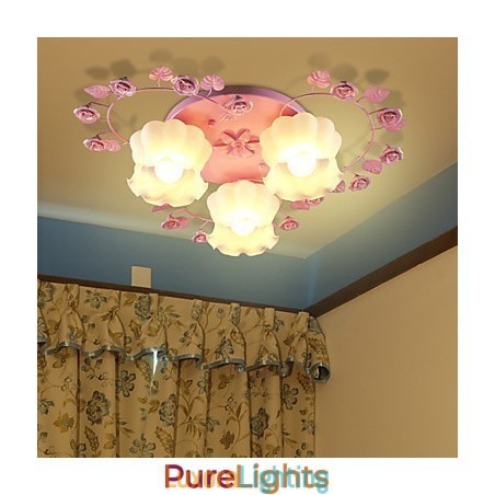 Designer Touch Decorative Creative Lamp Lamp Contracted Rural Sweet Pink Rose 3 Absorb Dome Light