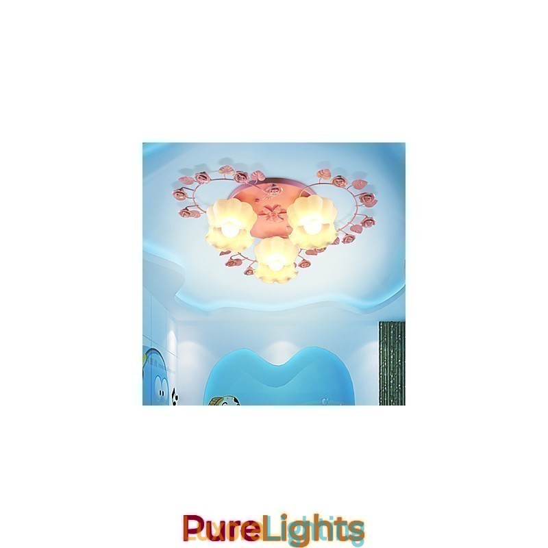 Designer Touch Decorative Creative Lamp Lamp Contracted Rural Sweet Pink Rose 3 Absorb Dome Light