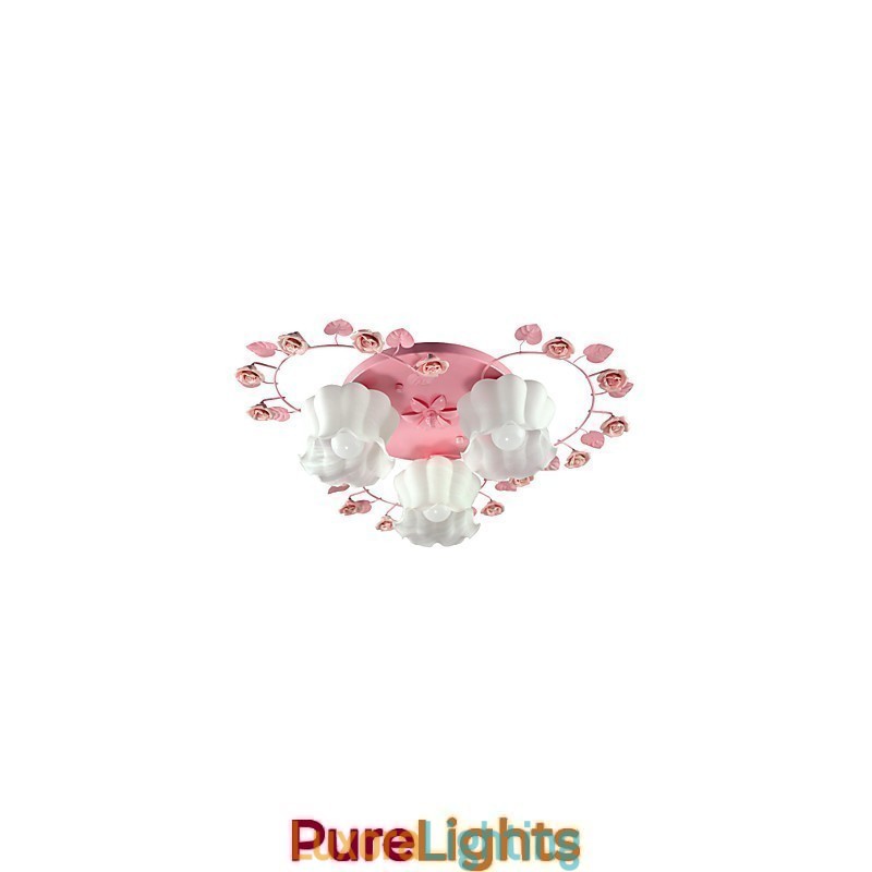 Designer Touch Decorative Creative Lamp Lamp Contracted Rural Sweet Pink Rose 3 Absorb Dome Light