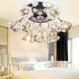 Designer Touch Decorative Modern Contemporary Rustic Lodge Chrome Metal Flush Mount