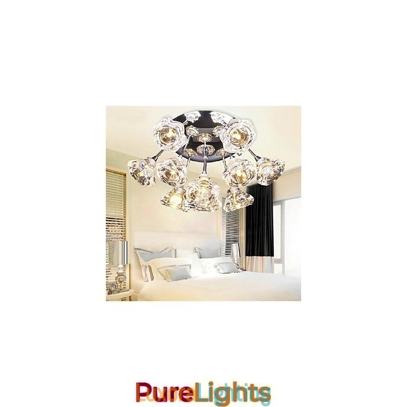 Designer Touch Decorative Modern Contemporary Rustic Lodge Chrome Metal Flush Mount