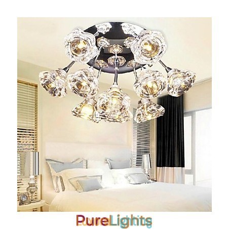 Designer Touch Decorative Modern Contemporary Rustic Lodge Chrome Metal Flush Mount