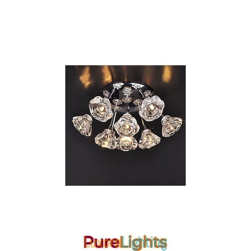 Designer Touch Decorative Modern Contemporary Rustic Lodge Chrome Metal Flush Mount