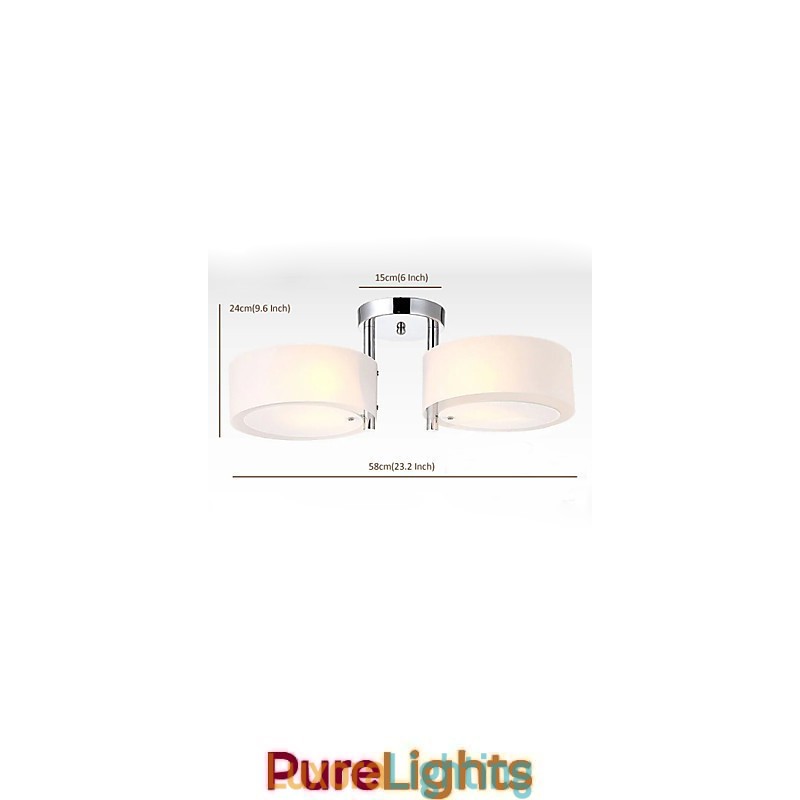 Designer Touch Decorative Flush Mount Modern Contemporary 2 Lights Ceiling Light Metal
