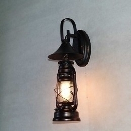 Designer Touch Decorative Vintage Black Metal Lantern Wall Lamp with One Light