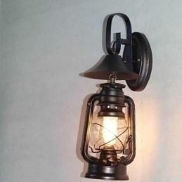 Designer Touch Decorative Vintage Black Metal Lantern Wall Lamp with One Light
