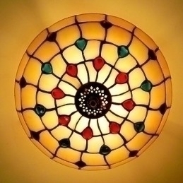 Designer Touch Decorative 30*19CM Europe Type Style Wrought Iron Pnd Tail On Half Dome Light Colored Glass Sitting Lamp