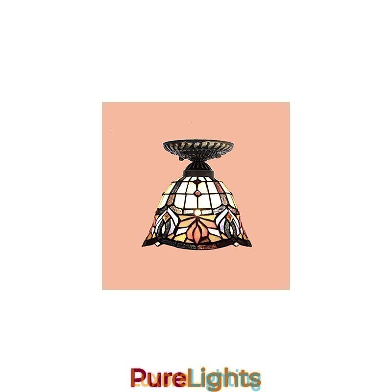 Designer Touch Decorative European Rural Creative Arts Stained Glass Absorb Dome Lamp Light