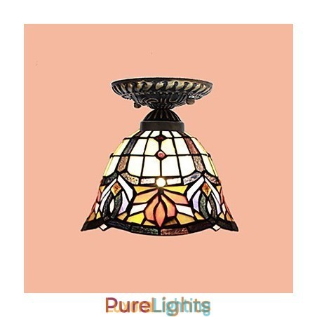 Designer Touch Decorative European Rural Creative Arts Stained Glass Absorb Dome Lamp Light