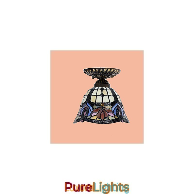 Designer Touch Decorative European Rural Creative Arts Stained Glass Absorb Dome Lamp Light