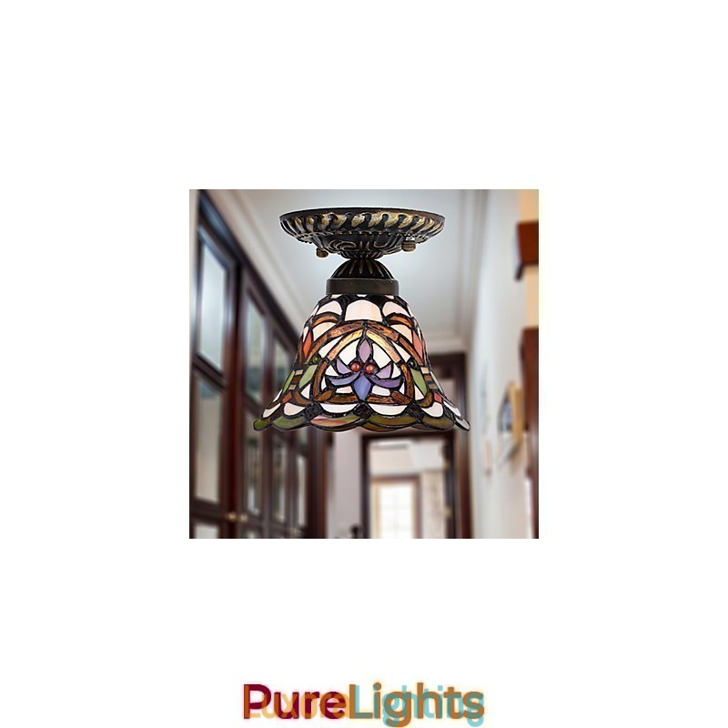 Designer Touch Decorative European Rural Creative Arts Stained Glass Absorb Dome Lamp Light