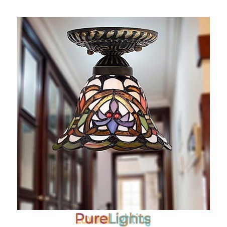 Designer Touch Decorative European Rural Creative Arts Stained Glass Absorb Dome Lamp Light