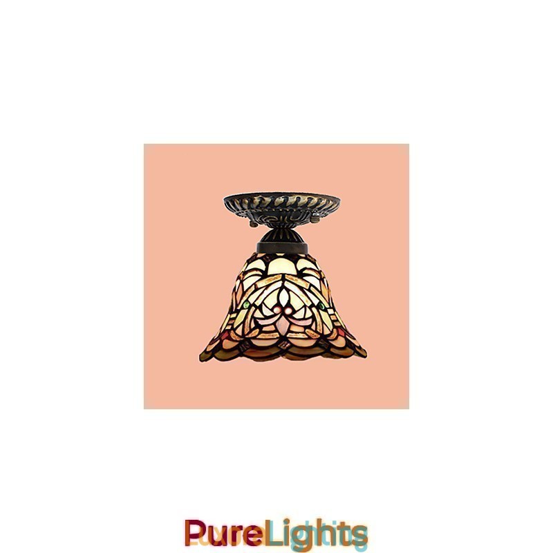 Designer Touch Decorative European Rural Creative Arts Stained Glass Absorb Dome Lamp Light