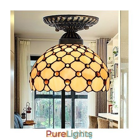 Designer Touch Decorative European Rural Creative Arts Stained Glass Absorb Dome Lamp Light