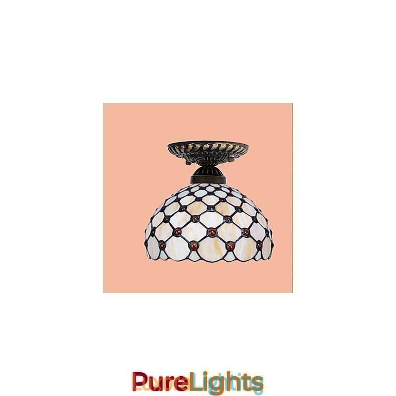 Designer Touch Decorative European Rural Creative Arts Stained Glass Absorb Dome Lamp Light