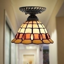 Designer Touch Decorative European Rural Creative Arts Stained Glass Absorb Dome Lamp Light