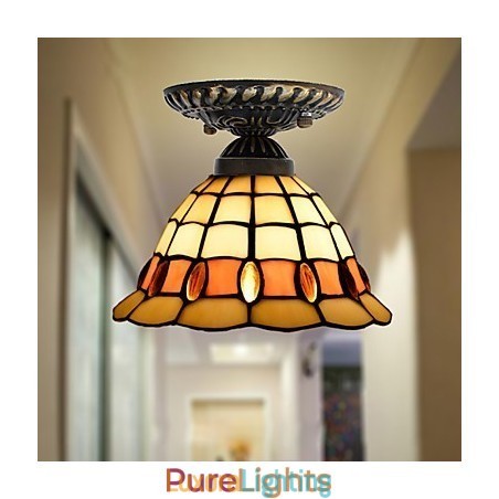 Designer Touch Decorative European Rural Creative Arts Stained Glass Absorb Dome Lamp Light