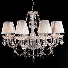 Designer Touch Decorative Chandelier Crystal Luxury Modern Living 8 Lights with Fabric Shade