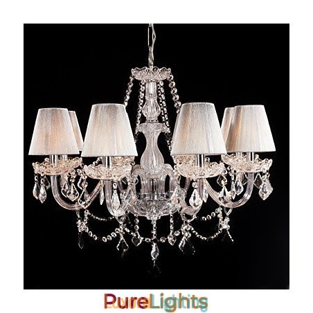 Designer Touch Decorative Chandelier Crystal Luxury Modern Living 8 Lights with Fabric Shade