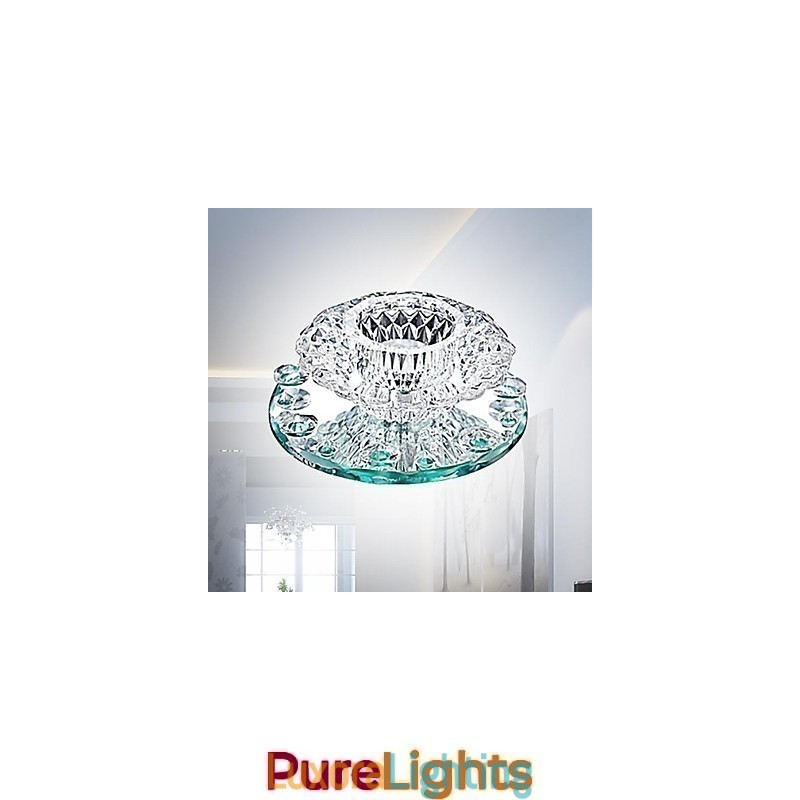 Designer Touch Decorative Modern Contemporary Crystal Mini Style Chrome Metal Flush Mount