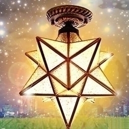 Designer Touch Decorative European Rural Creative Arts Stained Glass Stars To Absorb Dome Lamp Light