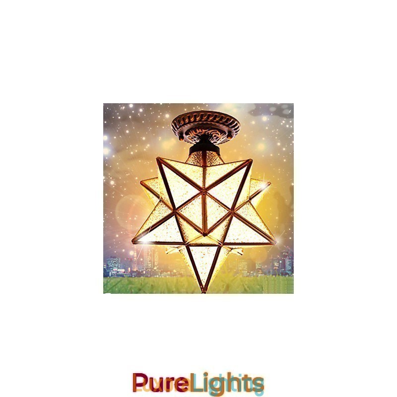 Designer Touch Decorative European Rural Creative Arts Stained Glass Stars To Absorb Dome Lamp Light