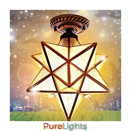 Designer Touch Decorative European Rural Creative Arts Stained Glass Stars To Absorb Dome Lamp Light