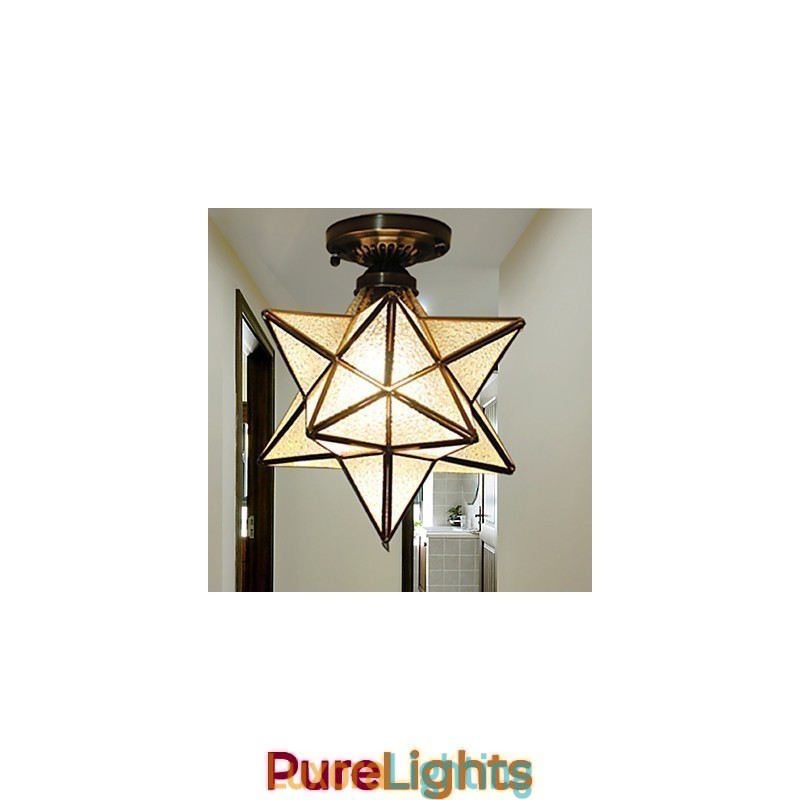 Designer Touch Decorative European Rural Creative Arts Stained Glass Stars To Absorb Dome Lamp Light