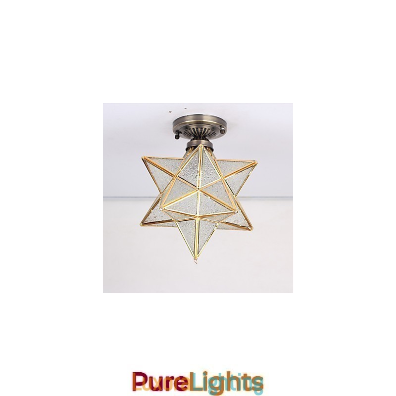 Designer Touch Decorative European Rural Creative Arts Stained Glass Stars To Absorb Dome Lamp Light