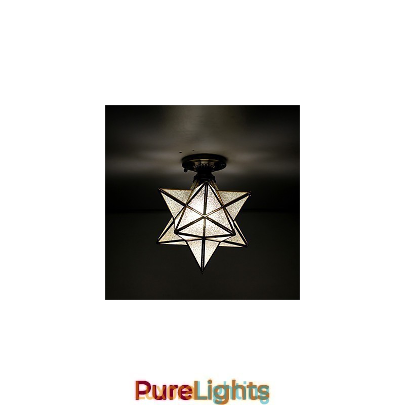 Designer Touch Decorative European Rural Creative Arts Stained Glass Stars To Absorb Dome Lamp Light