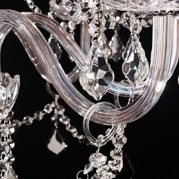 Designer Touch Decorative Chandelier Crystal Luxury Modern Living 8 Lights with Fabric Shade