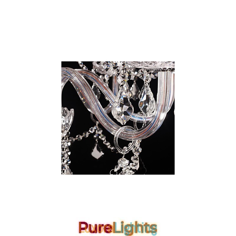 Designer Touch Decorative Chandelier Crystal Luxury Modern Living 8 Lights with Fabric Shade