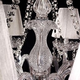 Designer Touch Decorative Chandelier Crystal Luxury Modern Living 8 Lights with Fabric Shade