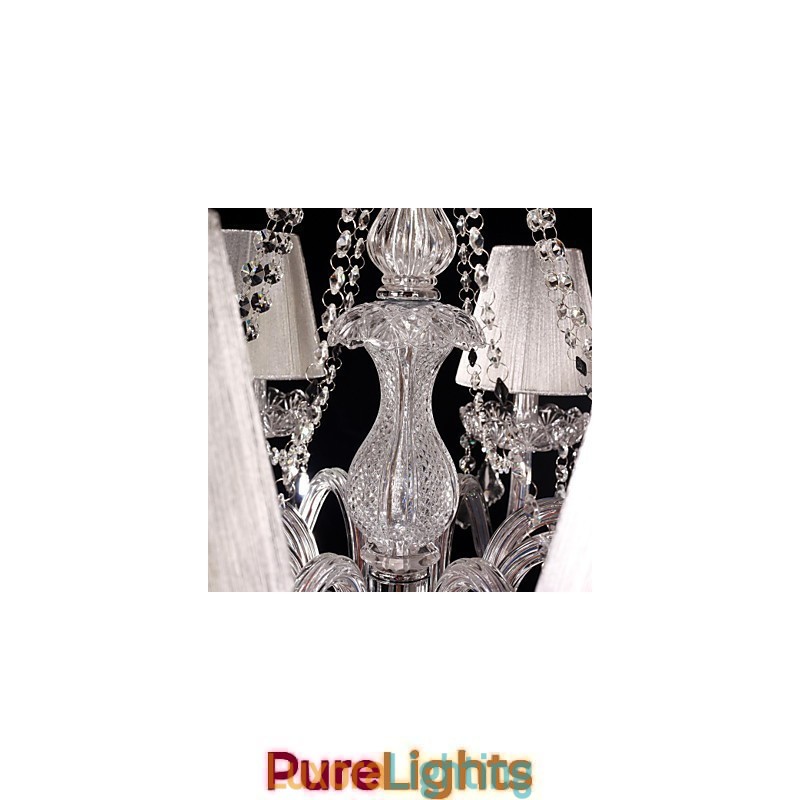 Designer Touch Decorative Chandelier Crystal Luxury Modern Living 8 Lights with Fabric Shade