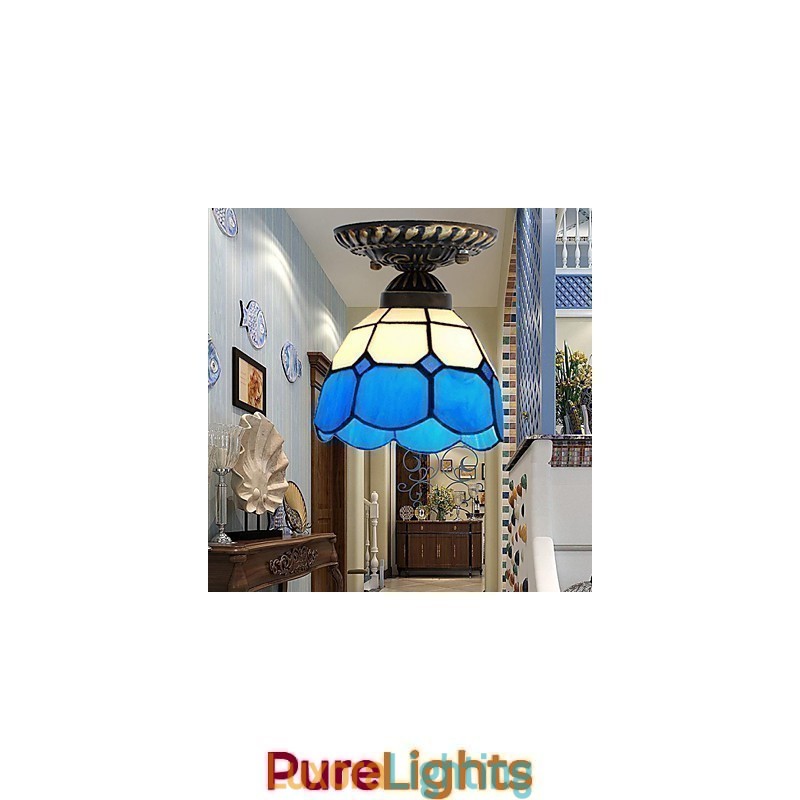 Designer Touch Decorative European Rural Creative Arts Stained Glass Absorb Dome Lamp Light