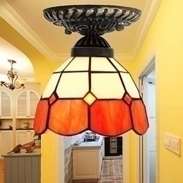 Designer Touch Decorative European Rural Creative Arts Stained Glass Absorb Dome Lamp Light