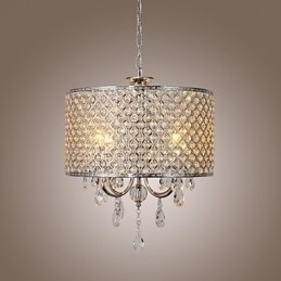 Designer Touch Decorative Drum Chandelier Crystal Modern 4 Lights Pendant Lamp