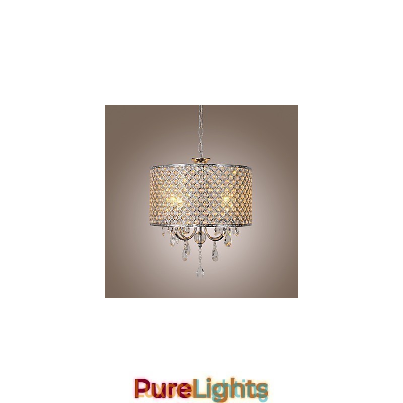 Designer Touch Decorative Drum Chandelier Crystal Modern 4 Lights Pendant Lamp