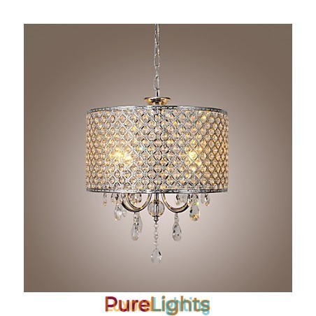 Designer Touch Decorative Drum Chandelier Crystal Modern 4 Lights Pendant Lamp