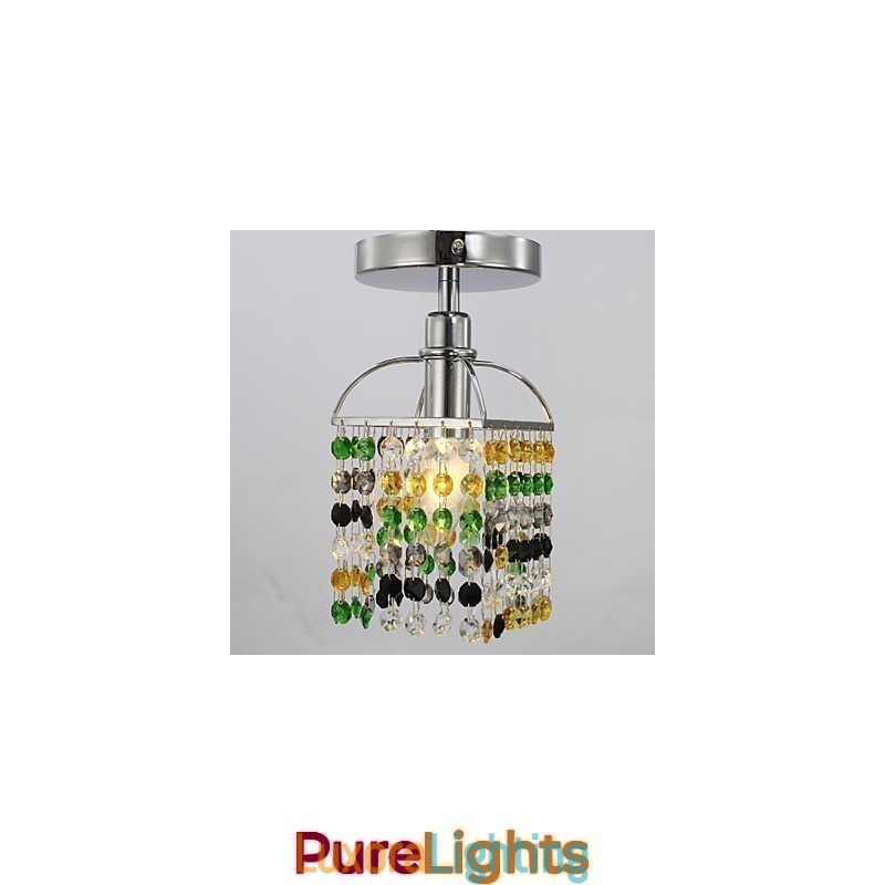 Designer Touch Decorative Modern Contemporary Crystal Electroplated Metal Flush Mount