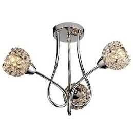 Designer Touch Decorative Modern Shining 3 Light Flush Mount In Crystal Design