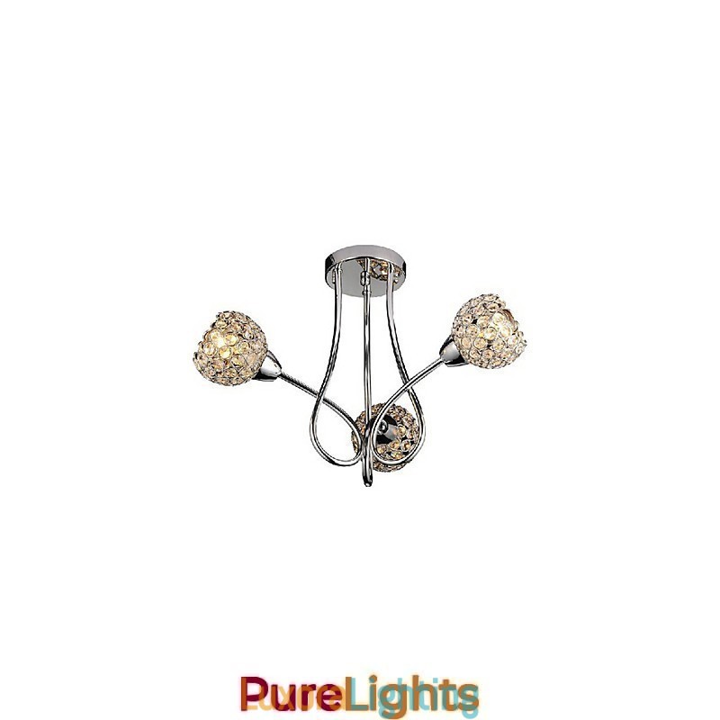 Designer Touch Decorative Modern Shining 3 Light Flush Mount In Crystal Design
