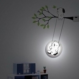Designer Touch Decorative Little Bear High Temperature Resistant Plastic Light And Creative 3D Wall Paper Wall Lamp