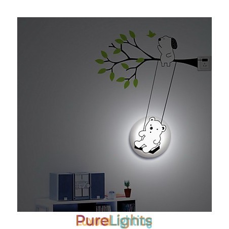 Designer Touch Decorative Little Bear High Temperature Resistant Plastic Light And Creative 3D Wall Paper Wall Lamp